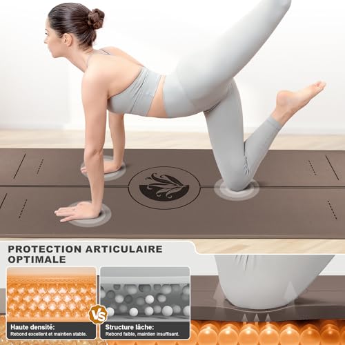 Ellylife Tapis Yoga Caoutchouc Naturel et Surface Mate PU An