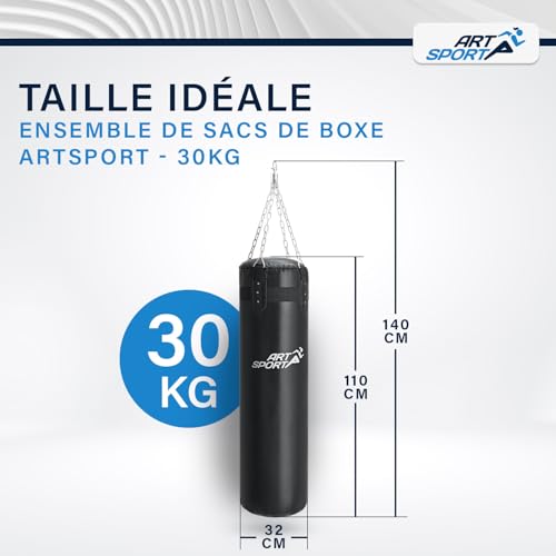 ArtSport Ensemble Punching Ball 30 kg remplis, avec chaîne e