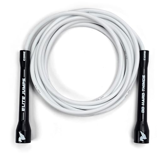 Elite Jumps Corde à sauter PVC 6 mm, réglable, Noir/Blanc