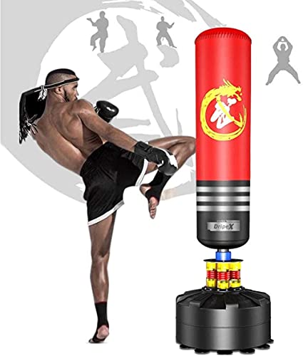 Dripex Sac de Frappe Boxe 175 cm Adulte sur Pied avec 12 ven