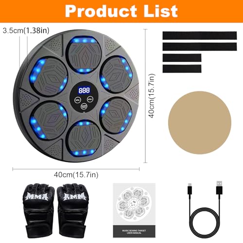 Machine de Boxe Musicale,9 Modes de Vitesse Music Boxing Mac