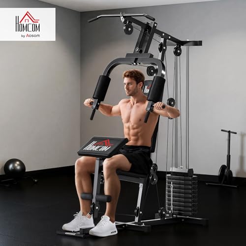 HOMCOM Station de Musculation Multifonction avec Stack de 65