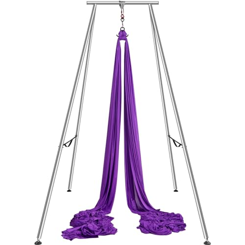 VEVOR Kit Balançoire de Yoga Aérien et Hamac, Support de Yoga Professionnel 295 cm de Hauteur, Hamac Violet 12x2,6 m, Capacité de Charge Maximale de 250 kg, pour Fitness Musculation Pilates Gym Maison