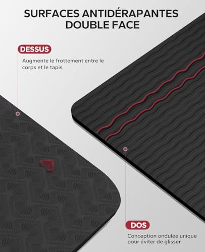 HAPBEAR Grand Tapis de Yoga - 183x122x0.6cm, Antidérapant, D