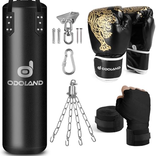 Odoland Set de Boxe avec 120cm Sac de Frappe Non REMPLIR Pro