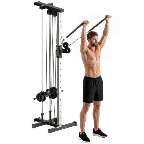 SPORTNOW Station de Musculation Montage Mural, Double Poulie