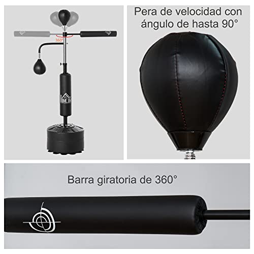 HOMCOM Sac de Frappe sur Pied 4 en 1, Punching Ball Autonome