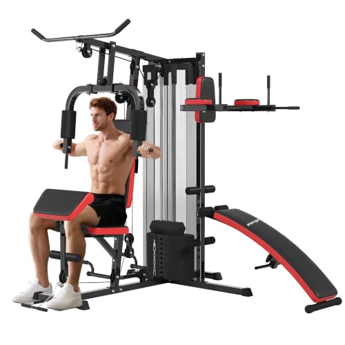 SPORTNOW Station Multi Gym avec Poids de 65 kg Banc de Muscu