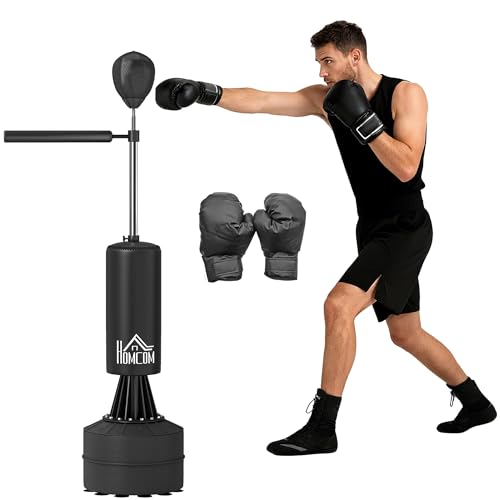 HOMCOM Sac de Frappe sur Pieds Punching Ball brunier 3 en 1