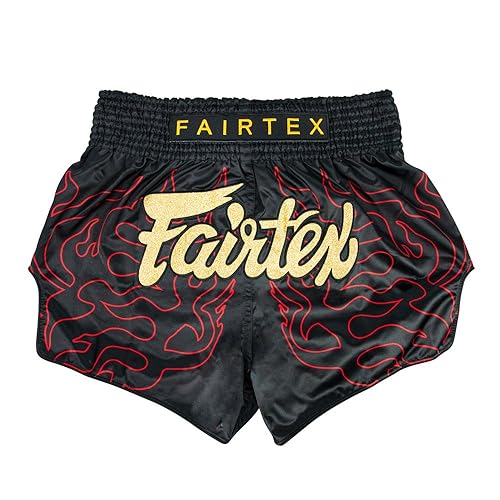 Fairtex Short de Boxe Muay Thai Coupe ajustée, Noir « Lave »
