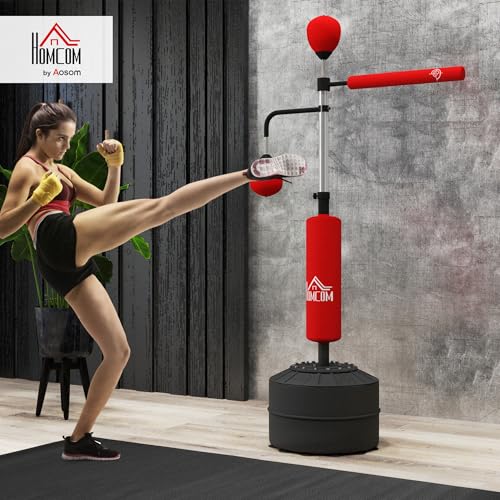 HOMCOM Sac de Frappe sur Pied 4 en 1, Punching Ball Autonome
