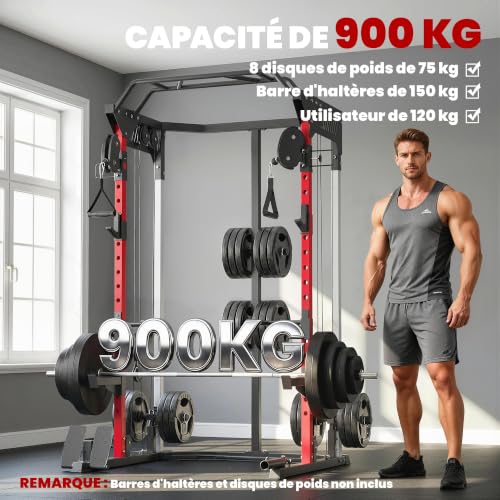 SPORTNOW Station de Musculation Power Rack 900kg avec Double