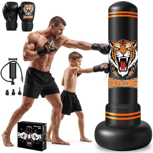 Sac de Frappe Adultes, 190cm Gonflable Punching Ball avec Ga