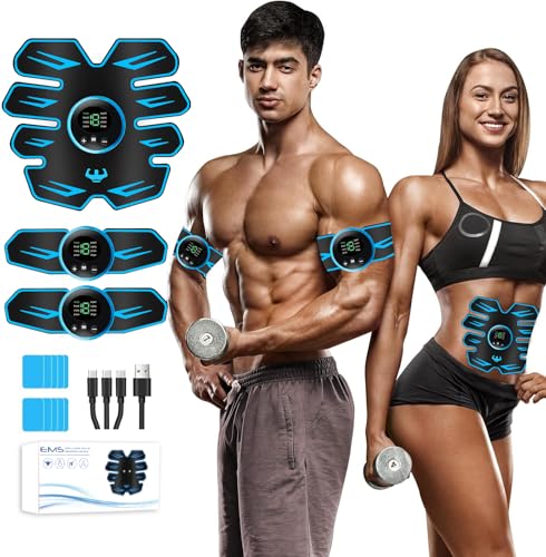 LEMENG EMS Abdominale Electrostimulation,8 Modes et 19 Inten