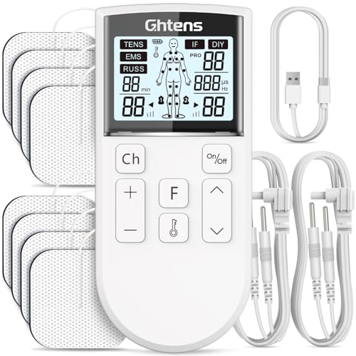 GHTENS Électrostimulateur Musculaire 5 en 1: TENS/EMS/IF/RUS