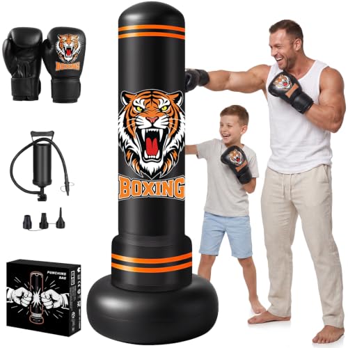 Ninonly Punching Ball 190cm pour Adultes avec Gants & Pompe,