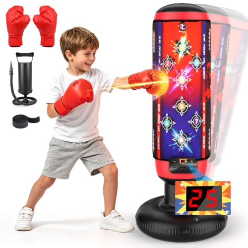 Punching Ball de Boxe Enfant avec Musique et Lumières, Gants
