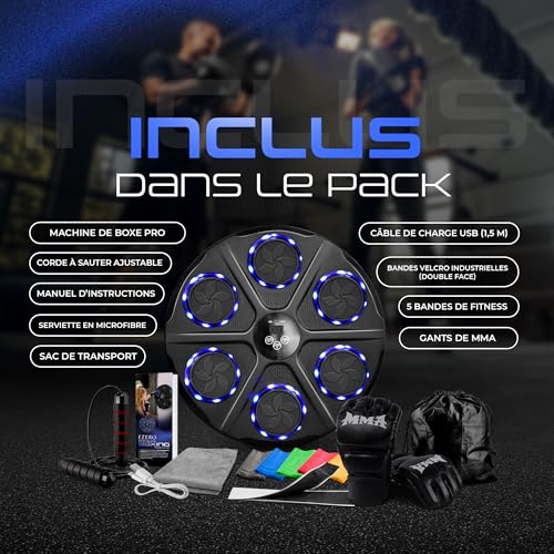 EZERO Machine Beatpunch Boxe Adulte avec Bluetooth & LED - E