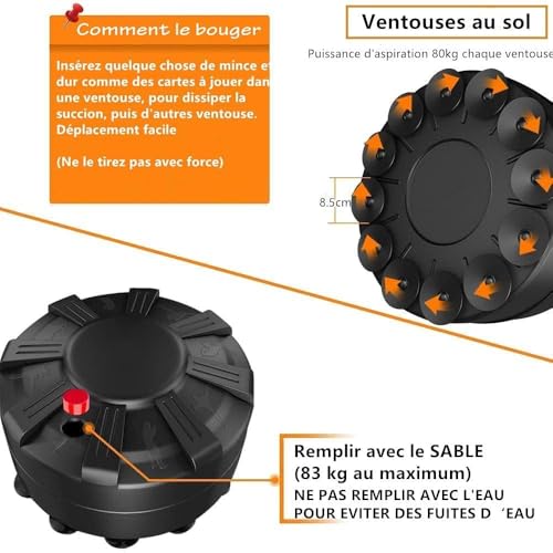 YOLEO Sac de Frappe Boxe sur Pied 175 cm 12 Ventouses - Noir