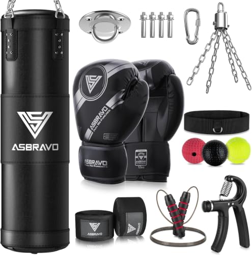 ASBRAVO Sac de Frappe pour Adultes, 120 cm, Kit avec Gants d