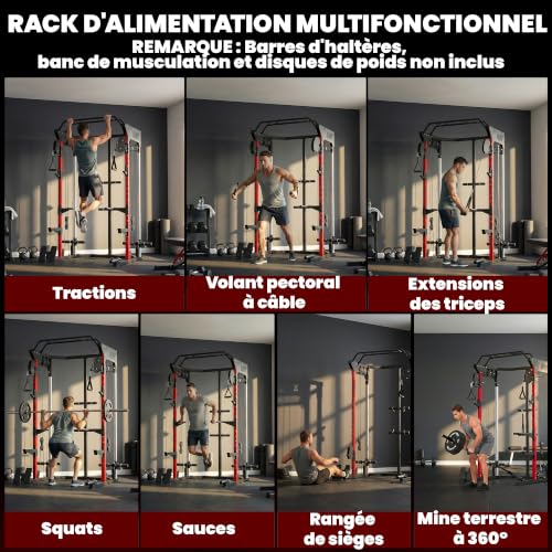 SPORTNOW Station de Musculation Power Rack 900kg avec Double