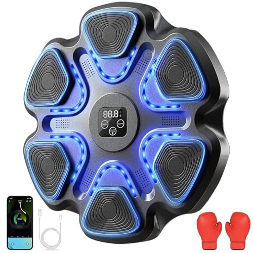 LYMIN Machine de Boxe Musicale avec Gants de Boxe, LED Boxe 