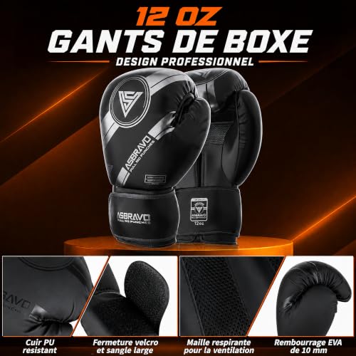 ASBRAVO Sac de Frappe pour Adultes, 120 cm, Kit avec Gants d