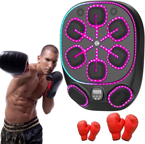 Machine de Boxe Musicale avec 6+2 Zones de Frappe, Surface de 60 cm, éclairage LED, 9 Vitesses, Musique et Bluetooth, idéale pour Adultes, Enfants, Fitness et Gestion du Stress