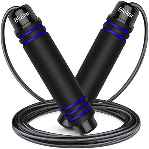 Blukar Corde à Sauter, Speed Jump Rope Réglable pour Hommes