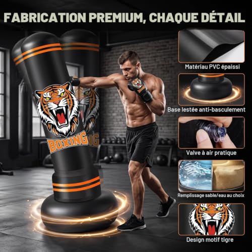 Ninonly Punching Ball 190cm pour Adultes avec Gants & Pompe,
