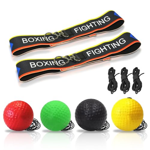 Jomdjmskes 4 Pcs Reflex Ball, Balle dEntraînement Boxe avec 